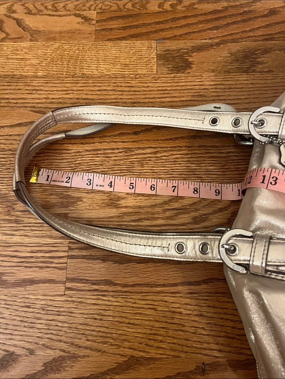 Coach Soho leather satchel shoulder bag (style F17220) in metallic champagne